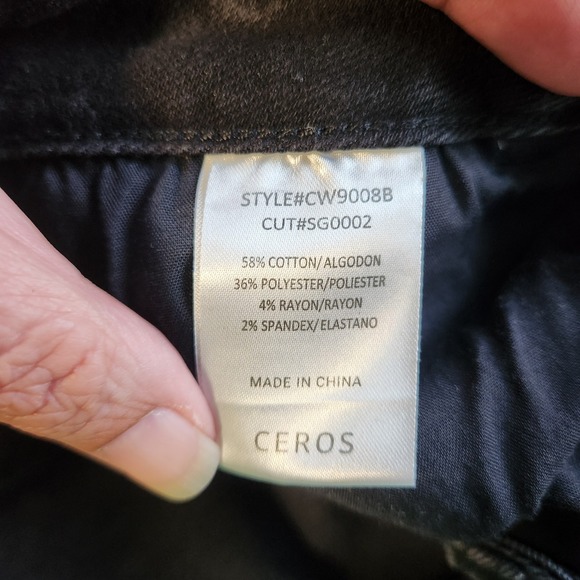 Ceros Distressed Wide Leg Jeans Ripped Knee Black Denim High Rise Size 29 - Picture 11 of 12